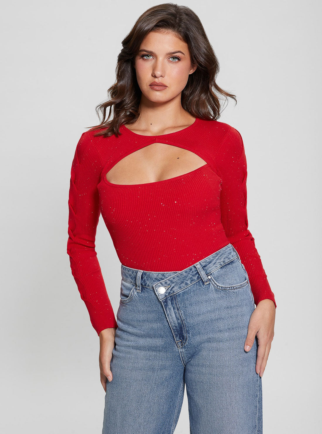 Red Long Sleeves Laurel Knit Top Red Long Sleeves Laurel Knit Top