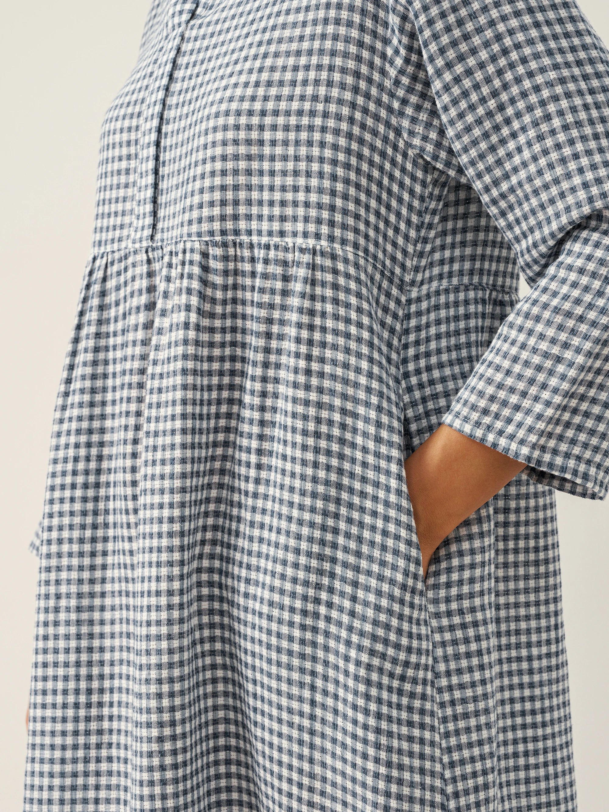 Linen Check Long Sleeve Midi Dress FIRTH Linen Check Long Sleeve Midi Dress FIRTH