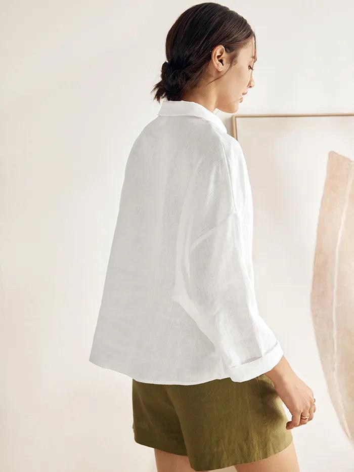 Linen Oversized Fit Pocket Shirt ELOWEN Linen Oversized Fit Pocket Shirt ELOWEN