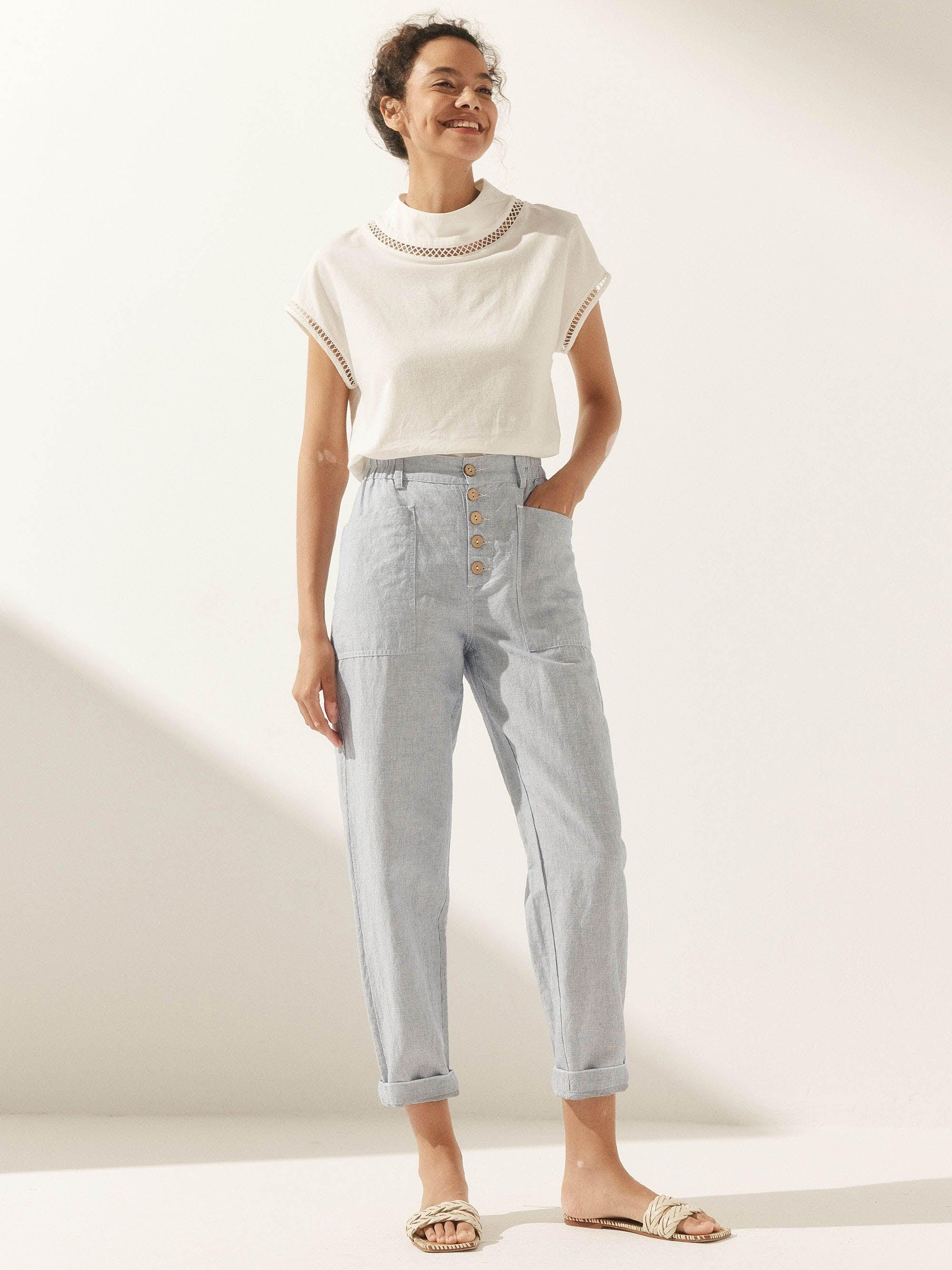 Linen Simple Button Fly Trousers HEIDI Linen Simple Button Fly Trousers HEIDI
