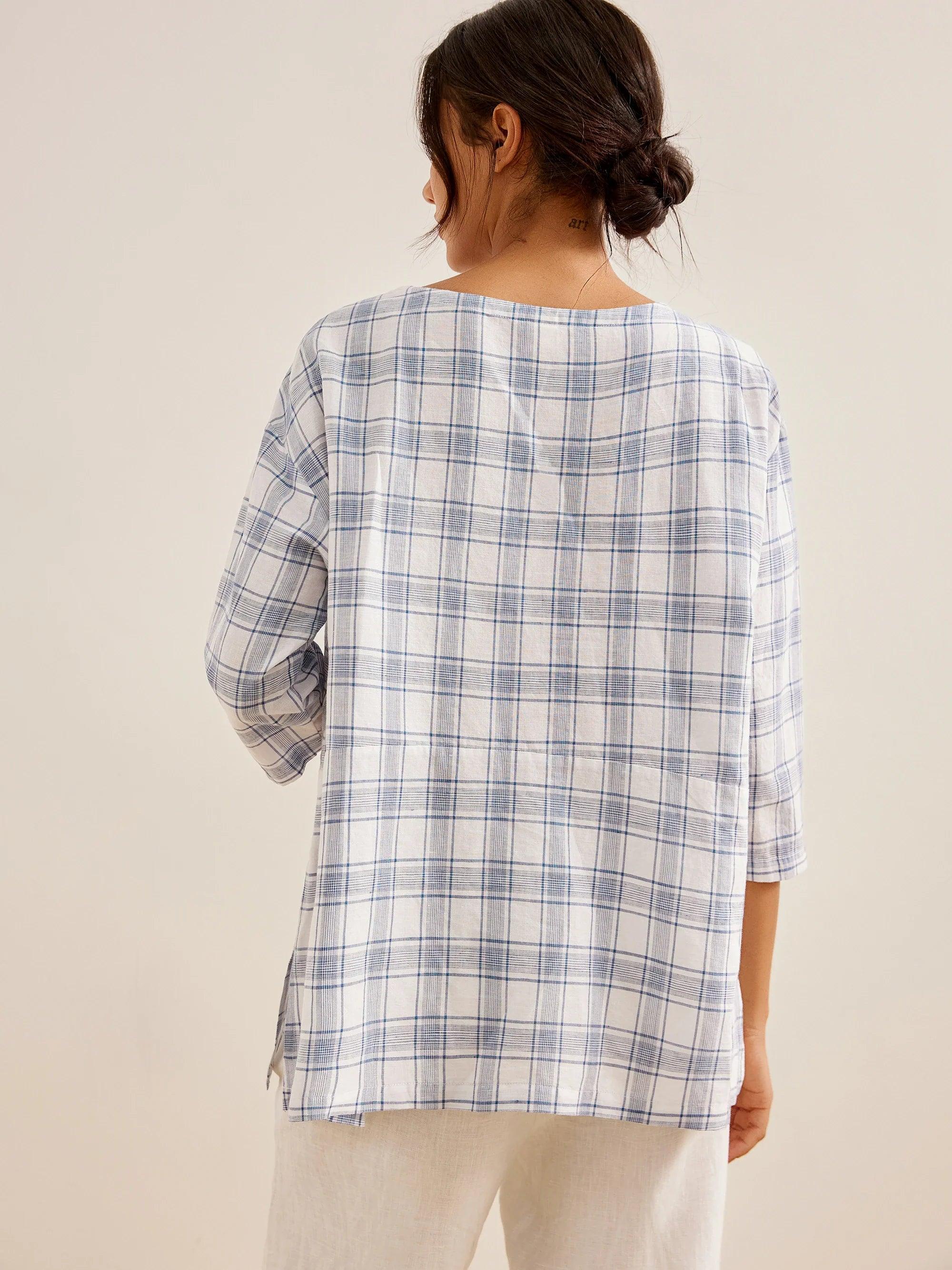 Linen White Boat Neck Oversized Top AVA Linen White Boat Neck Oversized Top AVA
