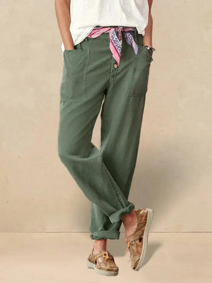 Linen Simple Button Fly Trousers HEIDI Linen Simple Button Fly Trousers HEIDI