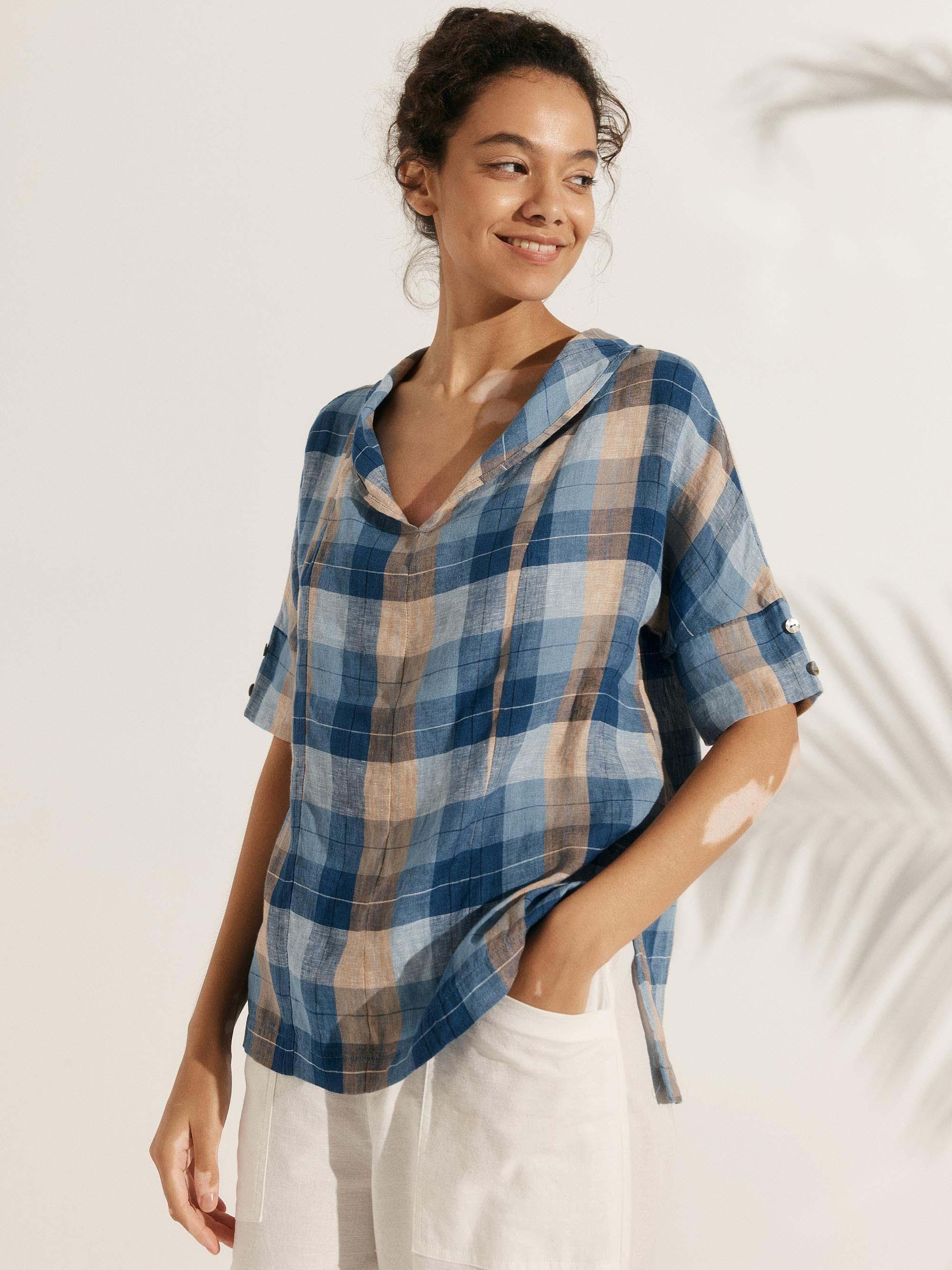 Linen V Neck Short Sleeve Shirt PENNY Linen V Neck Short Sleeve Shirt PENNY