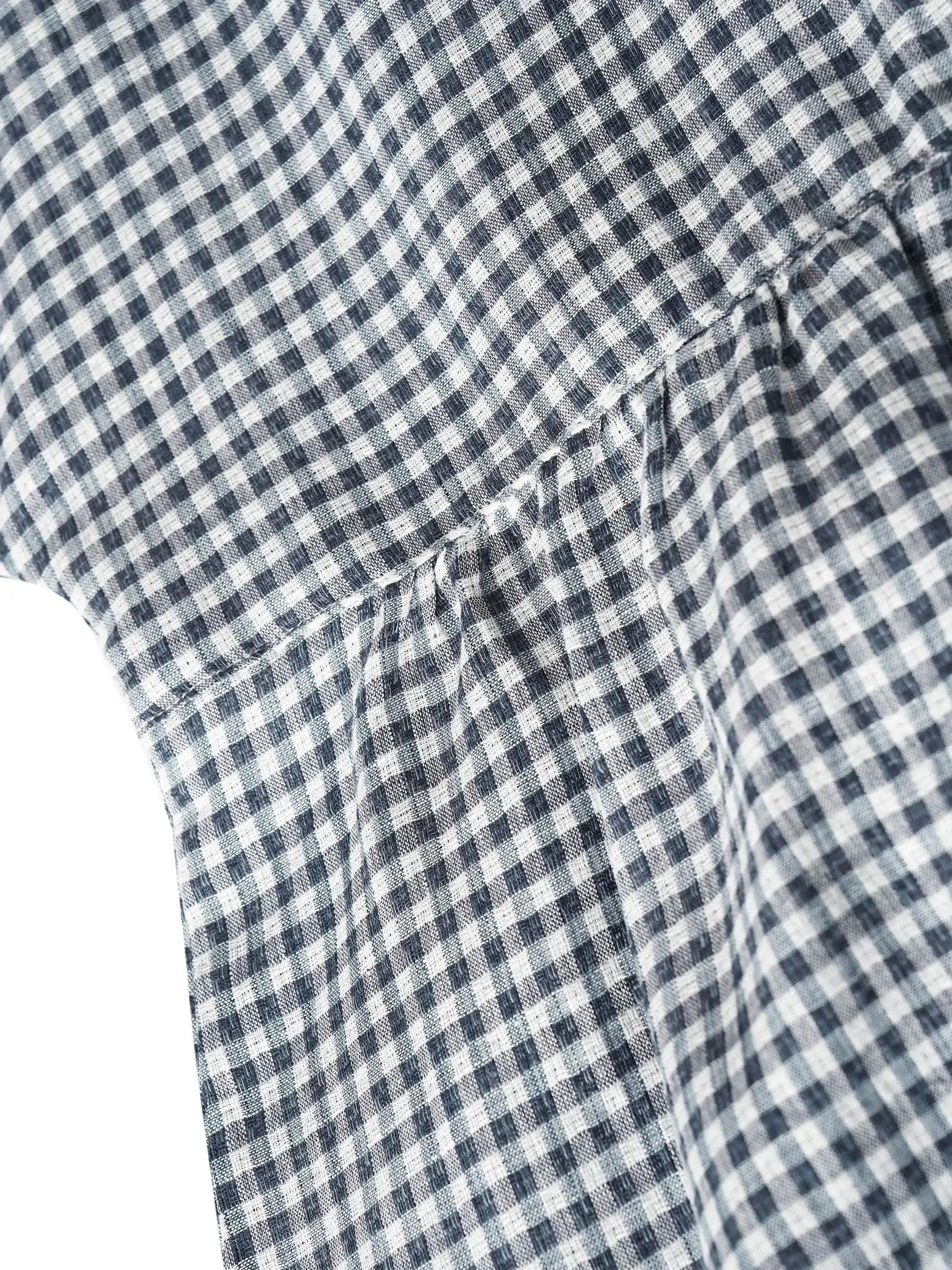 Linen Checked Long-Sleeved Top CAROLINE Linen Checked Long-Sleeved Top CAROLINE
