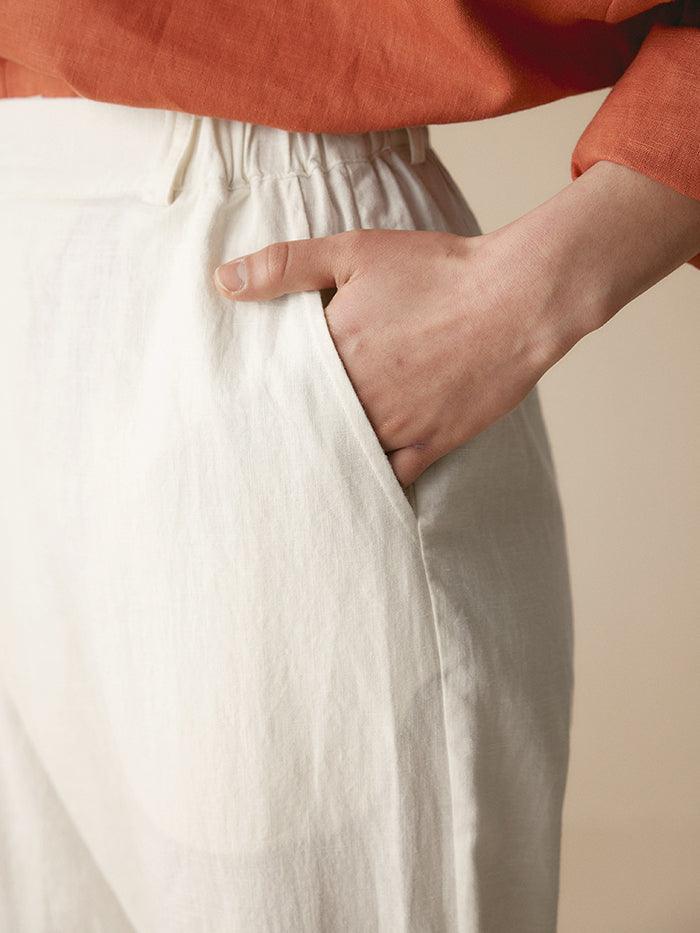 Linen Tailored Cropped Trousers CECILIA Linen Tailored Cropped Trousers CECILIA