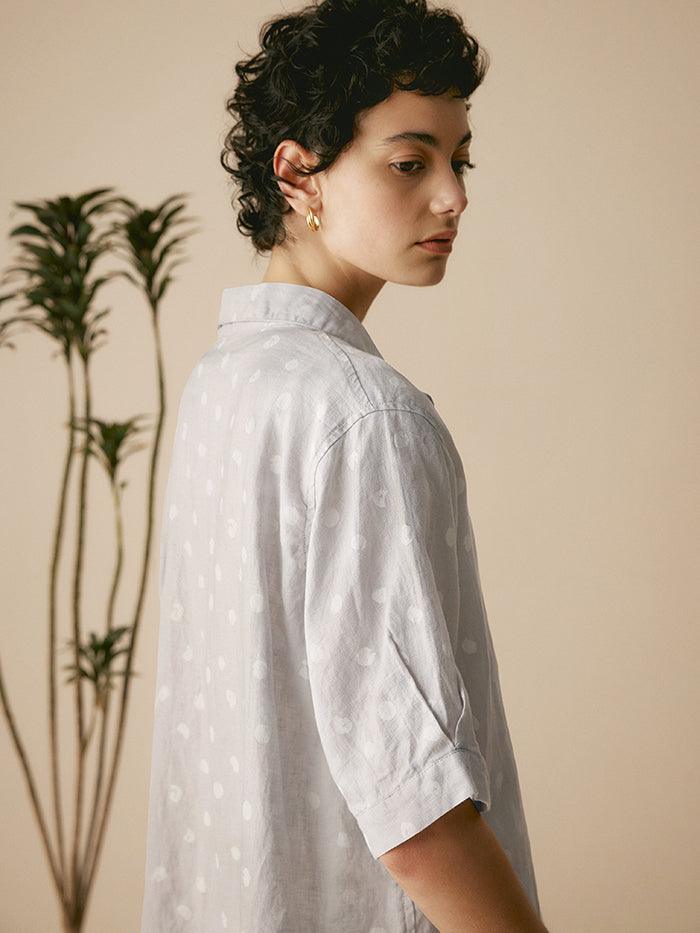 Linen Polka Dots Oversized Linen Shirt CANDICE Linen Polka Dots Oversized Linen Shirt CANDICE