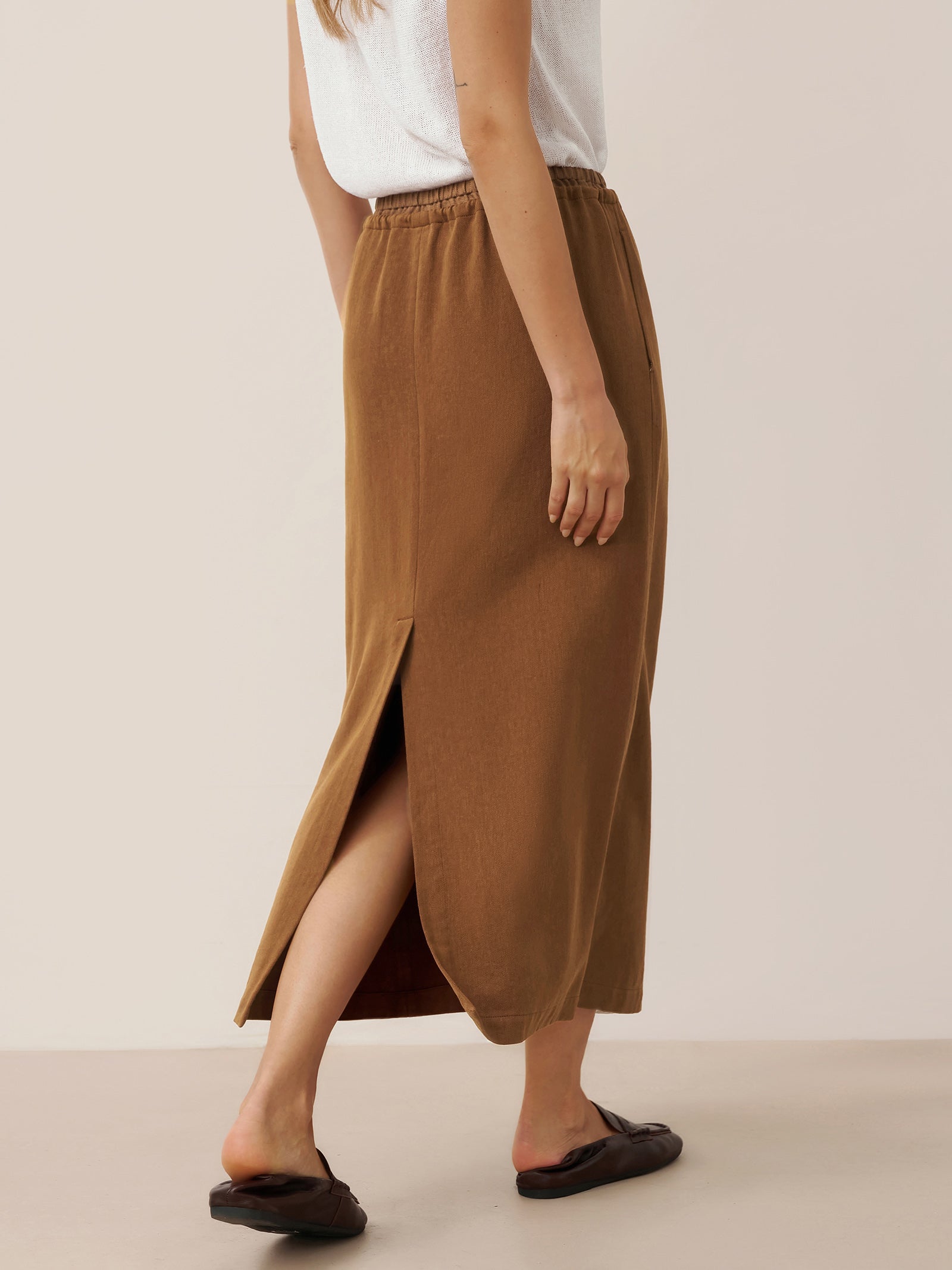 Tencel Linen Drawstring Split Maxi Skirt SAMANTHA Tencel Linen Drawstring Split Maxi Skirt SAMANTHA