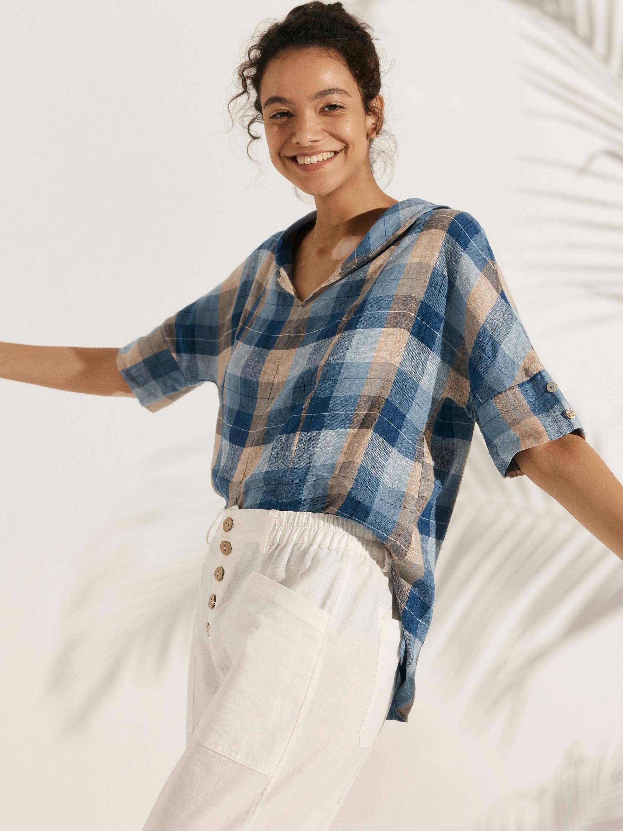 Linen V Neck Short Sleeve Shirt PENNY Linen V Neck Short Sleeve Shirt PENNY
