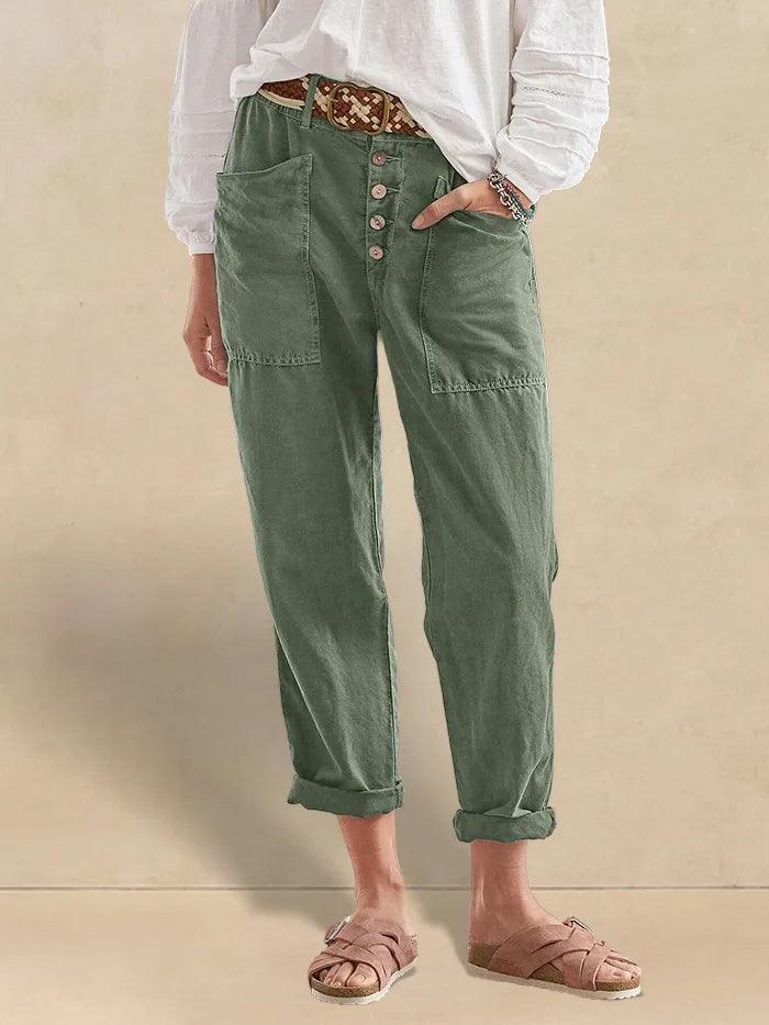 Linen Simple Button Fly Trousers HEIDI Linen Simple Button Fly Trousers HEIDI
