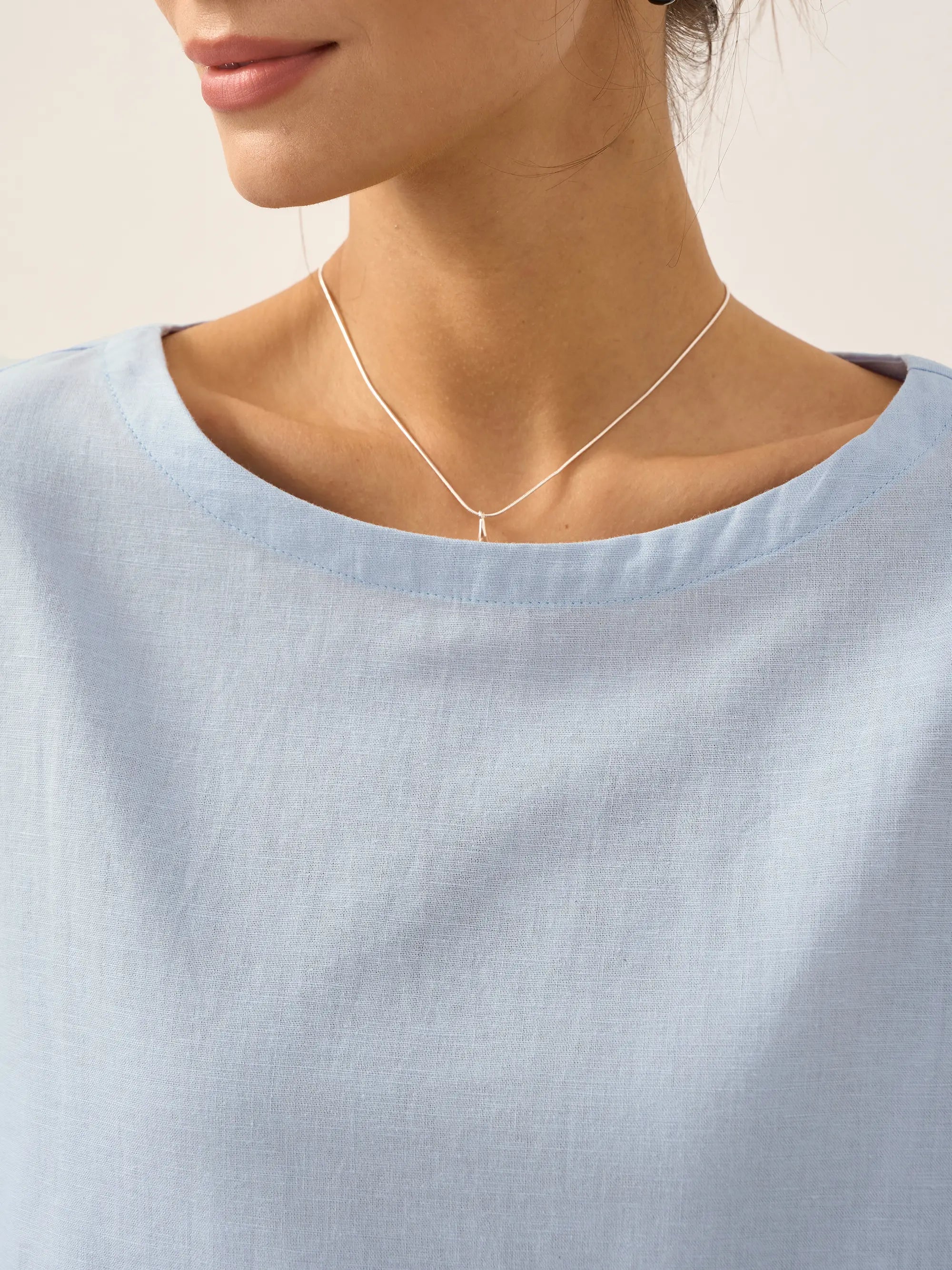 Linen White Boat Neck Oversized Top AVA Linen White Boat Neck Oversized Top AVA