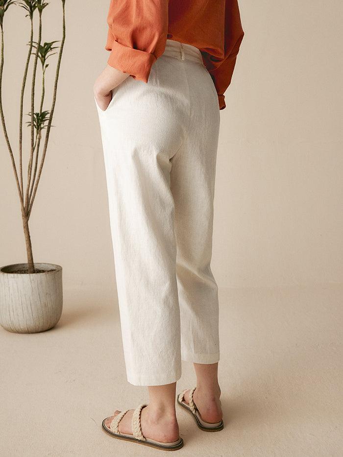 Linen Tailored Cropped Trousers CECILIA Linen Tailored Cropped Trousers CECILIA