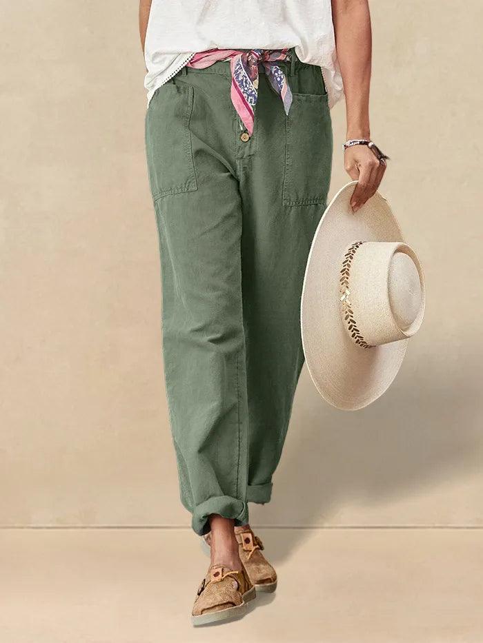 Linen Simple Button Fly Trousers HEIDI Linen Simple Button Fly Trousers HEIDI