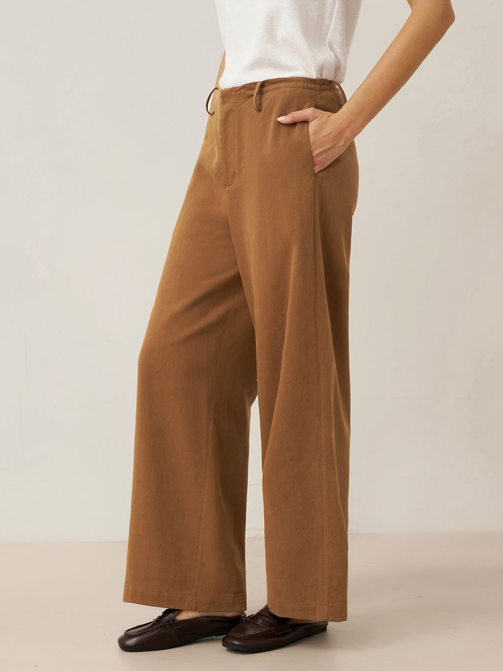 Tencel Linen Drawstring Straight Leg Pants RACHEL Tencel Linen Drawstring Straight Leg Pants RACHEL