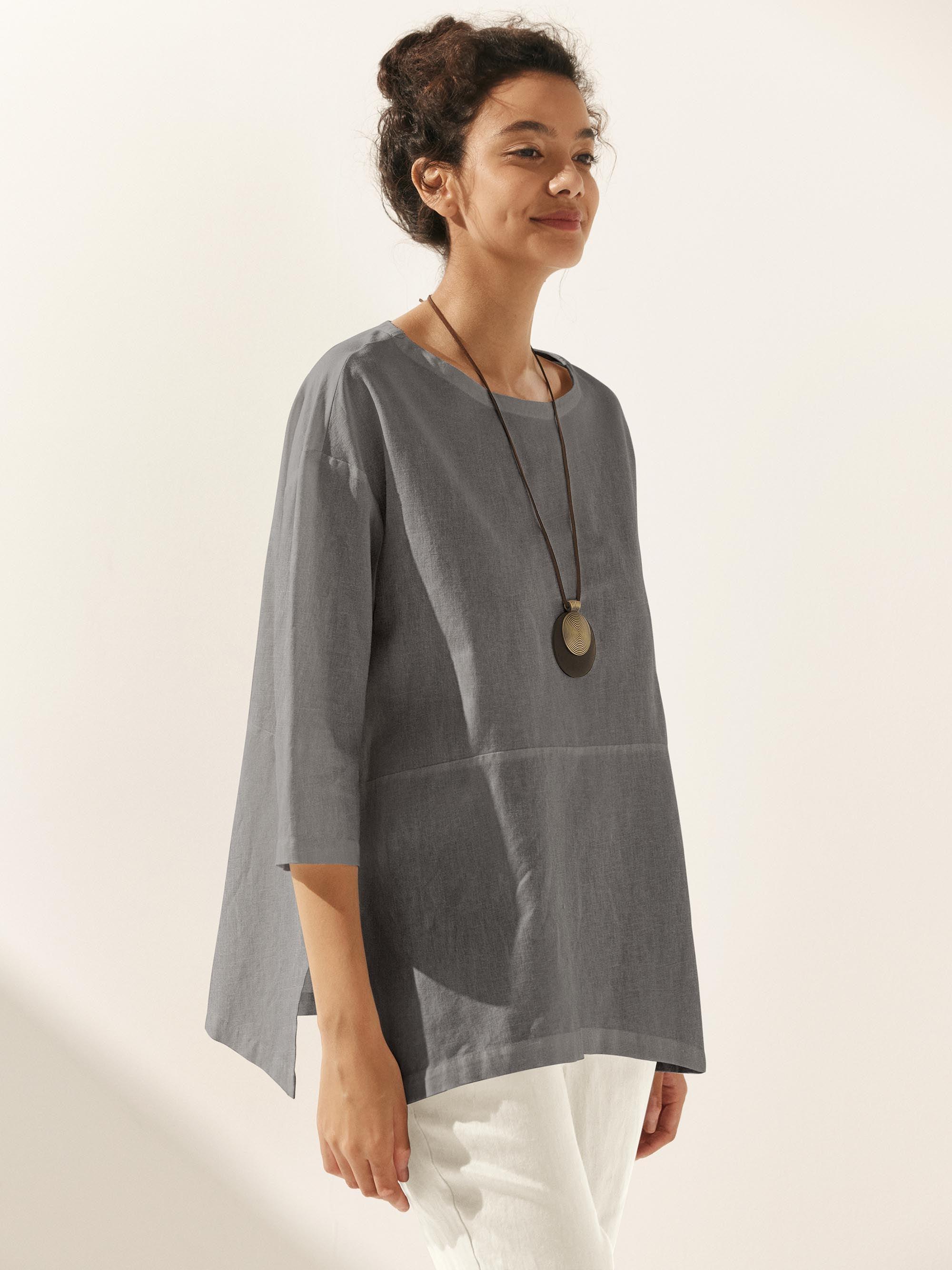 Linen White Boat Neck Oversized Top AVA Linen White Boat Neck Oversized Top AVA