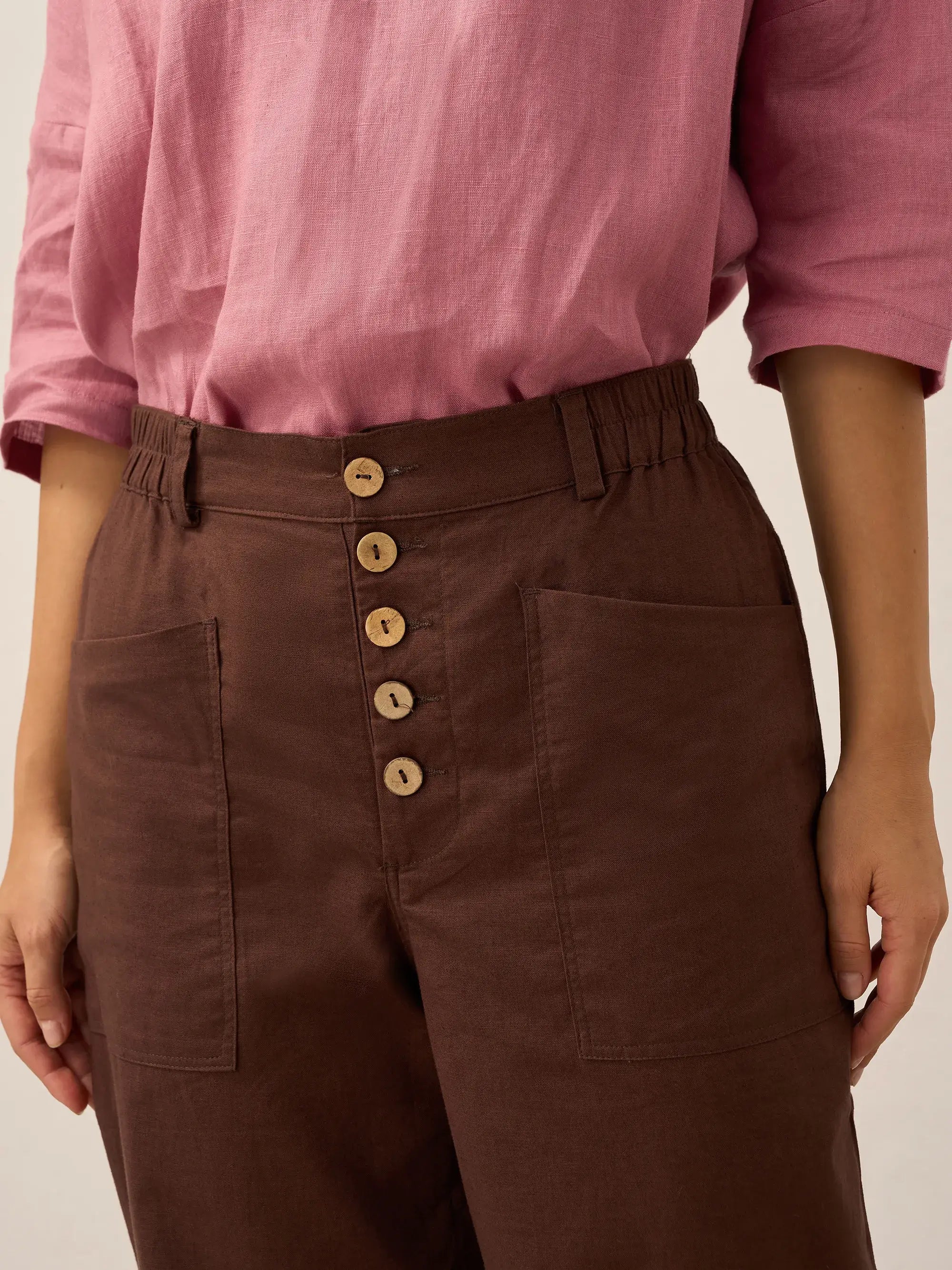 Linen Simple Button Fly Trousers HEIDI Linen Simple Button Fly Trousers HEIDI