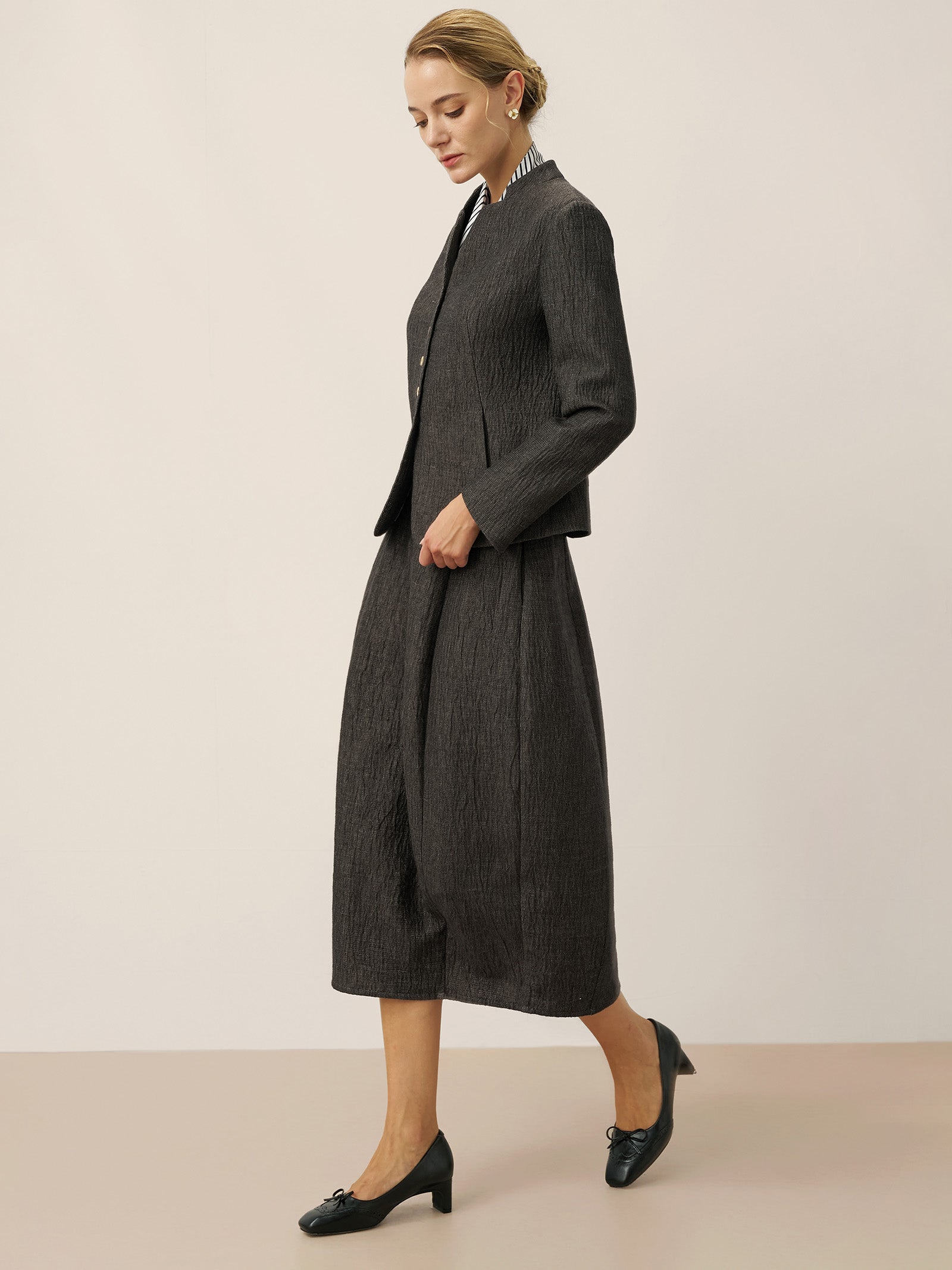 Linen Cocoon-Shaped Elastic Waist Skirt RHIANNON Linen Cocoon-Shaped Elastic Waist Skirt RHIANNON