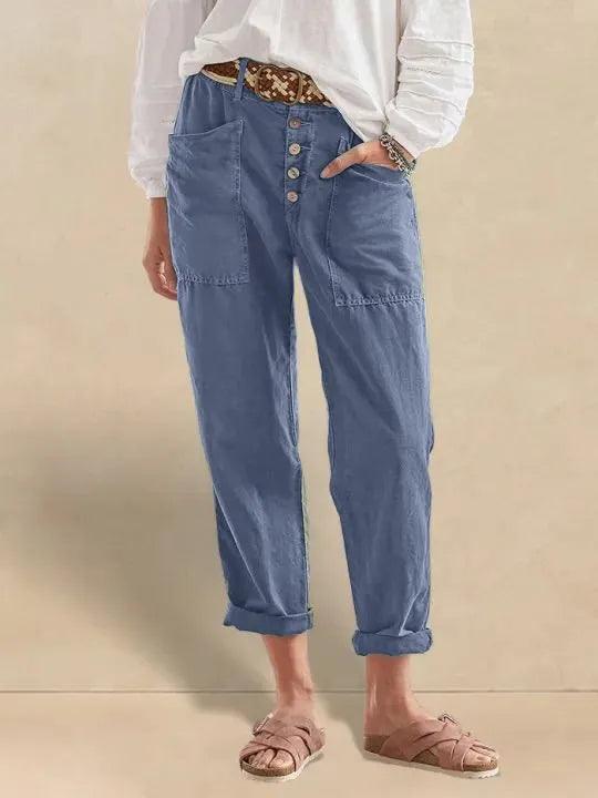 Linen Simple Button Fly Trousers HEIDI Linen Simple Button Fly Trousers HEIDI