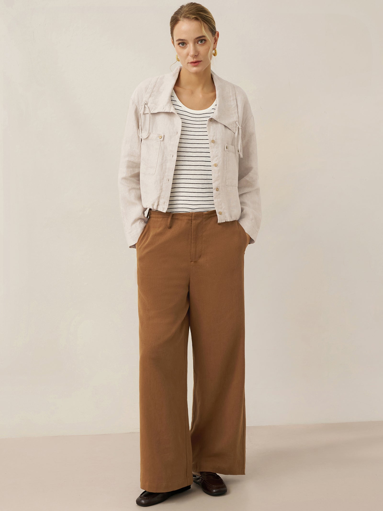 Tencel Linen Drawstring Straight Leg Pants RACHEL Tencel Linen Drawstring Straight Leg Pants RACHEL