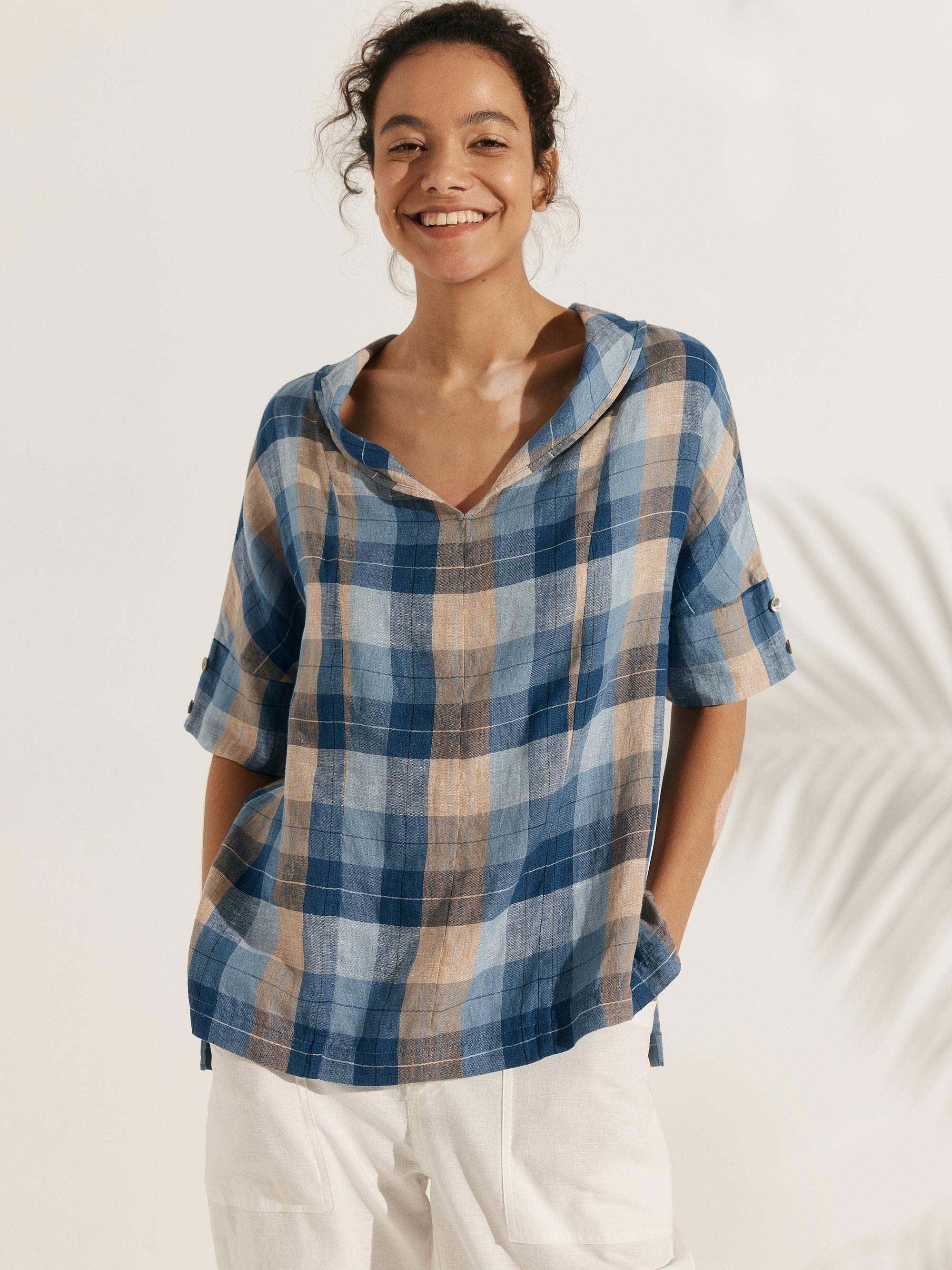 Linen V Neck Short Sleeve Shirt PENNY Linen V Neck Short Sleeve Shirt PENNY