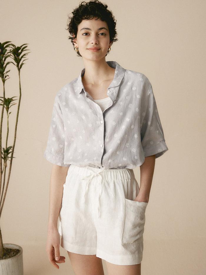 Linen Polka Dots Oversized Linen Shirt CANDICE Linen Polka Dots Oversized Linen Shirt CANDICE