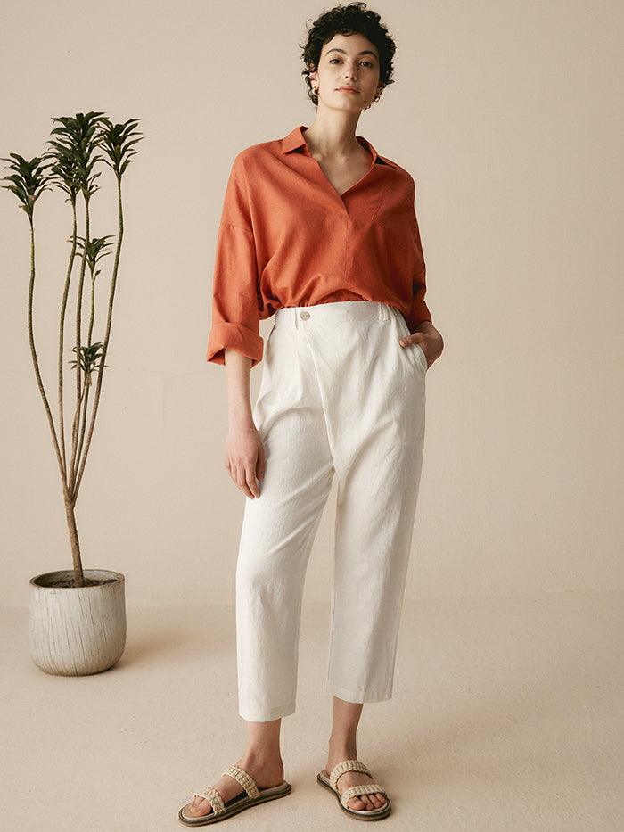 Linen Tailored Cropped Trousers CECILIA Linen Tailored Cropped Trousers CECILIA