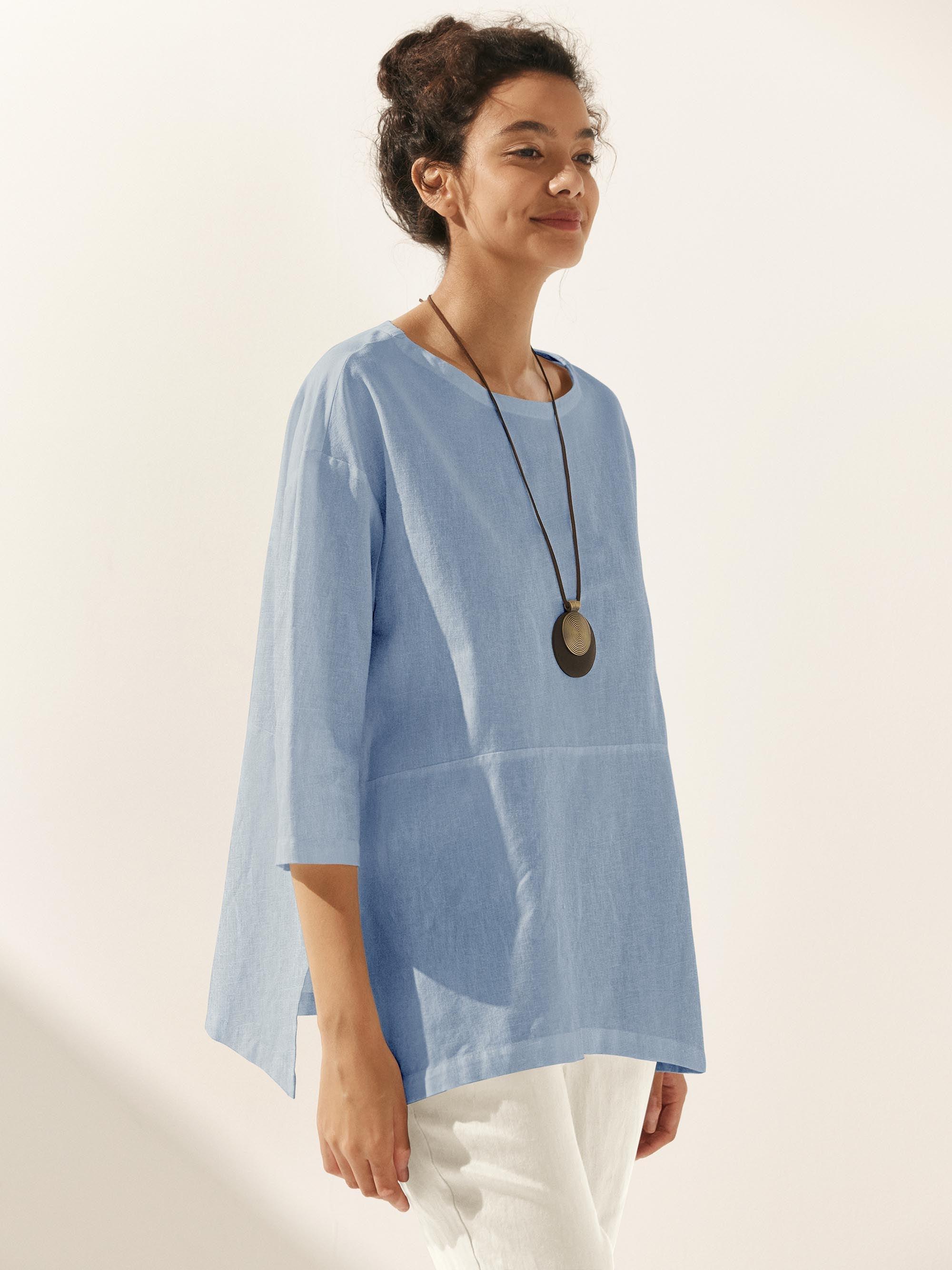 Linen White Boat Neck Oversized Top AVA Linen White Boat Neck Oversized Top AVA