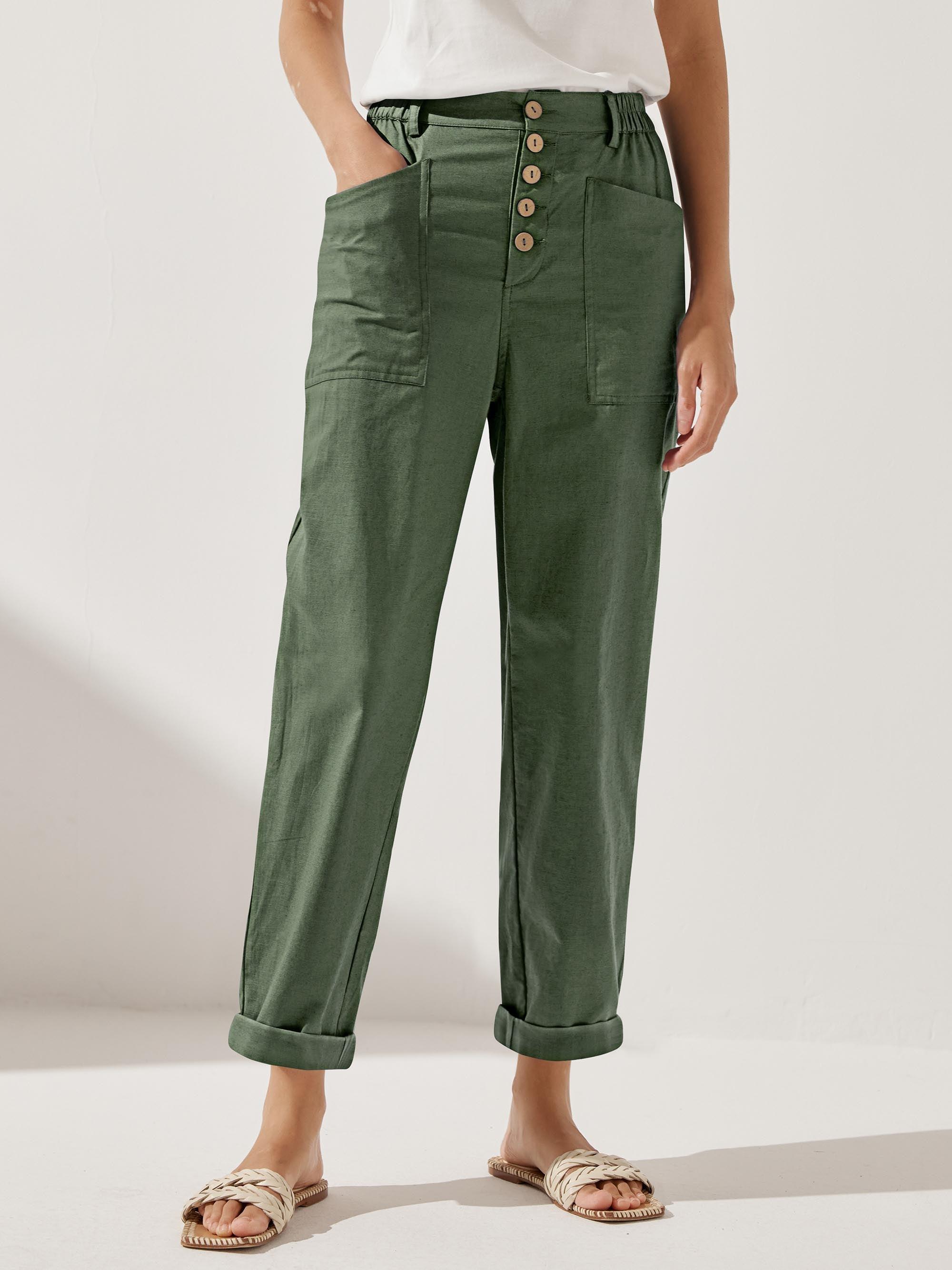 Linen Simple Button Fly Trousers HEIDI Linen Simple Button Fly Trousers HEIDI