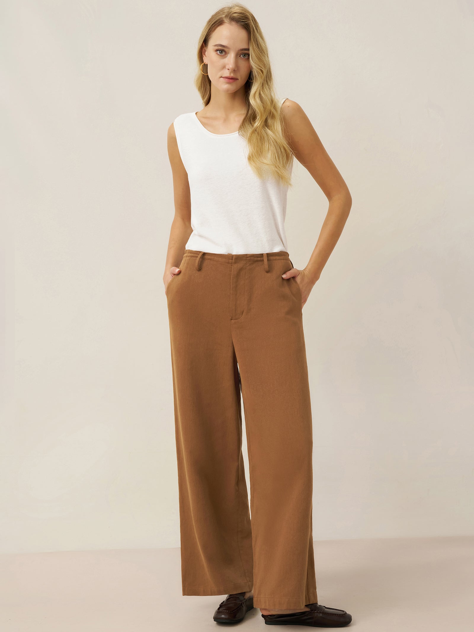 Tencel Linen Drawstring Straight Leg Pants RACHEL Tencel Linen Drawstring Straight Leg Pants RACHEL